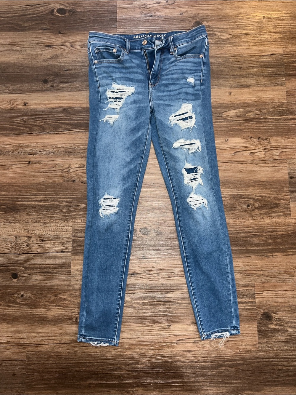 American Eagle Outfitters Women's Ripped Skinny Jeans - Blue
